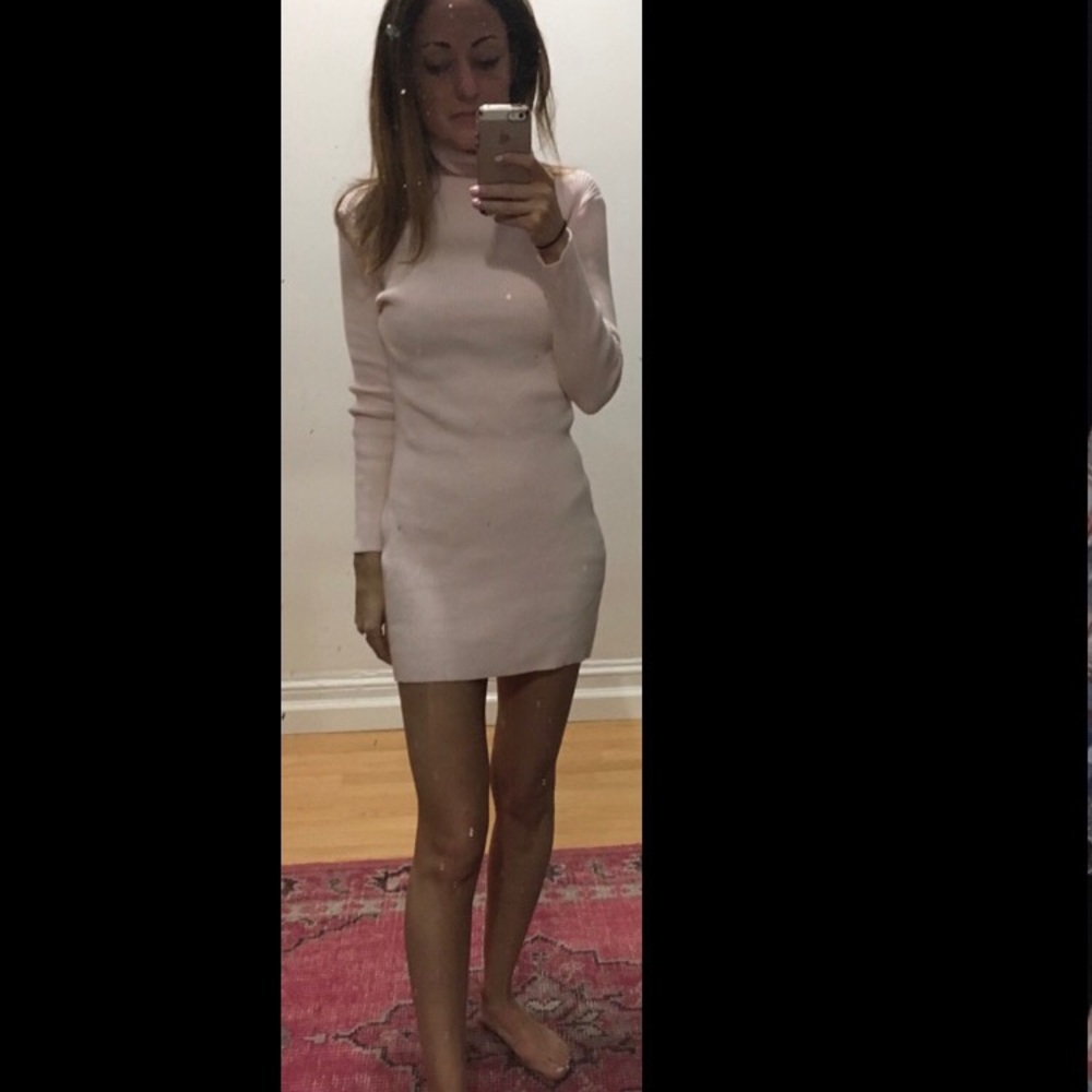 Baja East Mock Neck Long Sleeve Dress